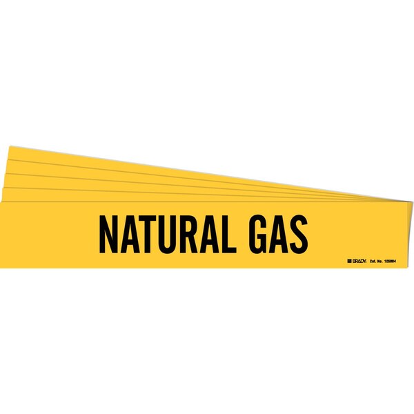 NATURAL GAS Pipe Marker Style 1 Black on Yellow 1 per Card, 5 PK